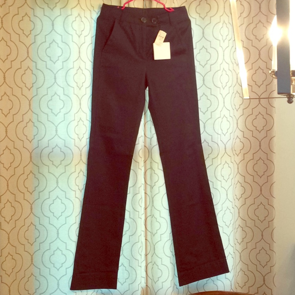 NWT High rise navy cotton pant with cuffed hem